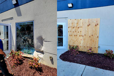 Glass Doctor of the Gulf Coast Board-up Service An emergency board-up service, one of the emergency business glass services provided by Glass Doctor of the Gulf Coast